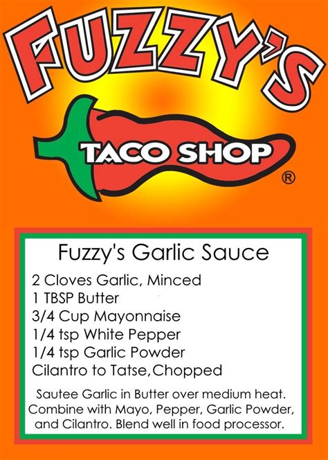 fuzzy's tacos garlic sauce recipe